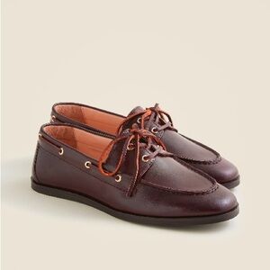 NWT / J.Crew Leather Boat Shoes in Milan Brown / Size 8.5